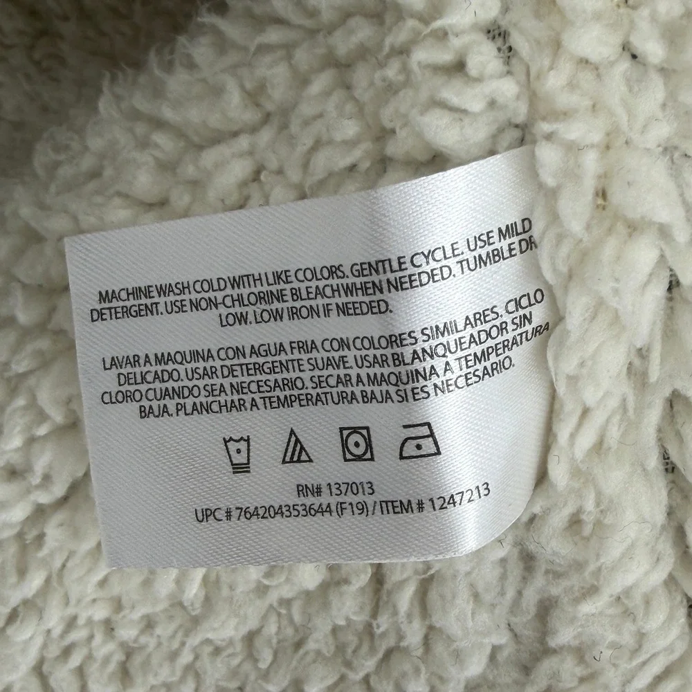 Orvis Mens Marled Quarter Zip Sherpa Lined Pullover Large Black White 1247213